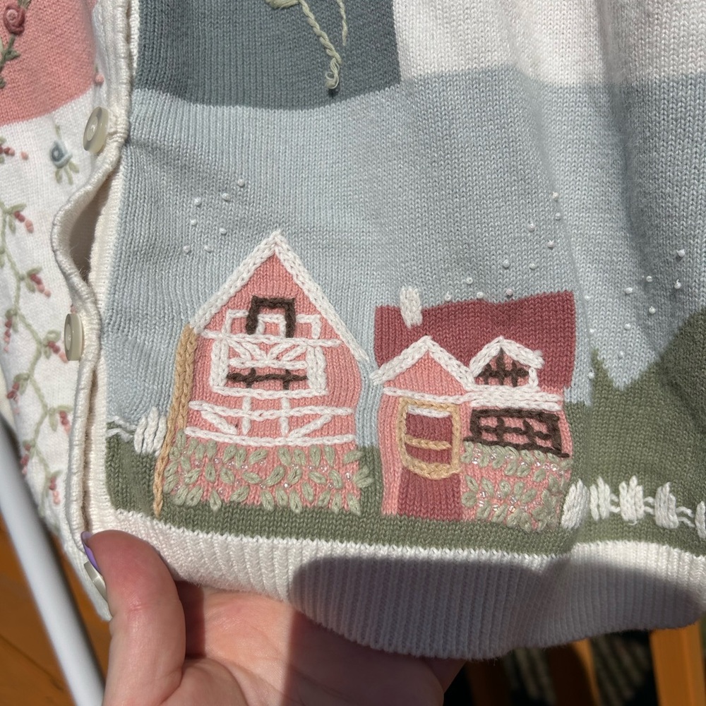 Small Vintage Alfred Dunner Patchwork Cardigan Fa… - image 3